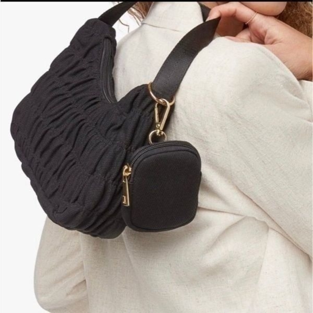 JustFab Mesh Black Ruched Shoulder‎ Bag NWT